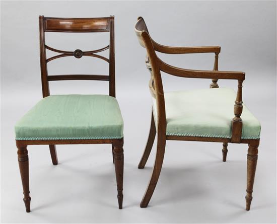 A set of eight George III mahogany dining chairs, H.2ft 10in.